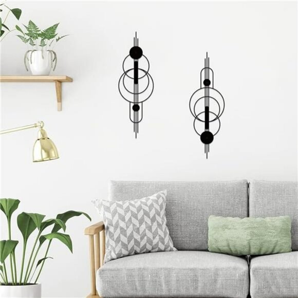 Metal Abstract Wall Art Set Modern Minimalist Geometric Decor for Bedroom - Picture 3 of 7